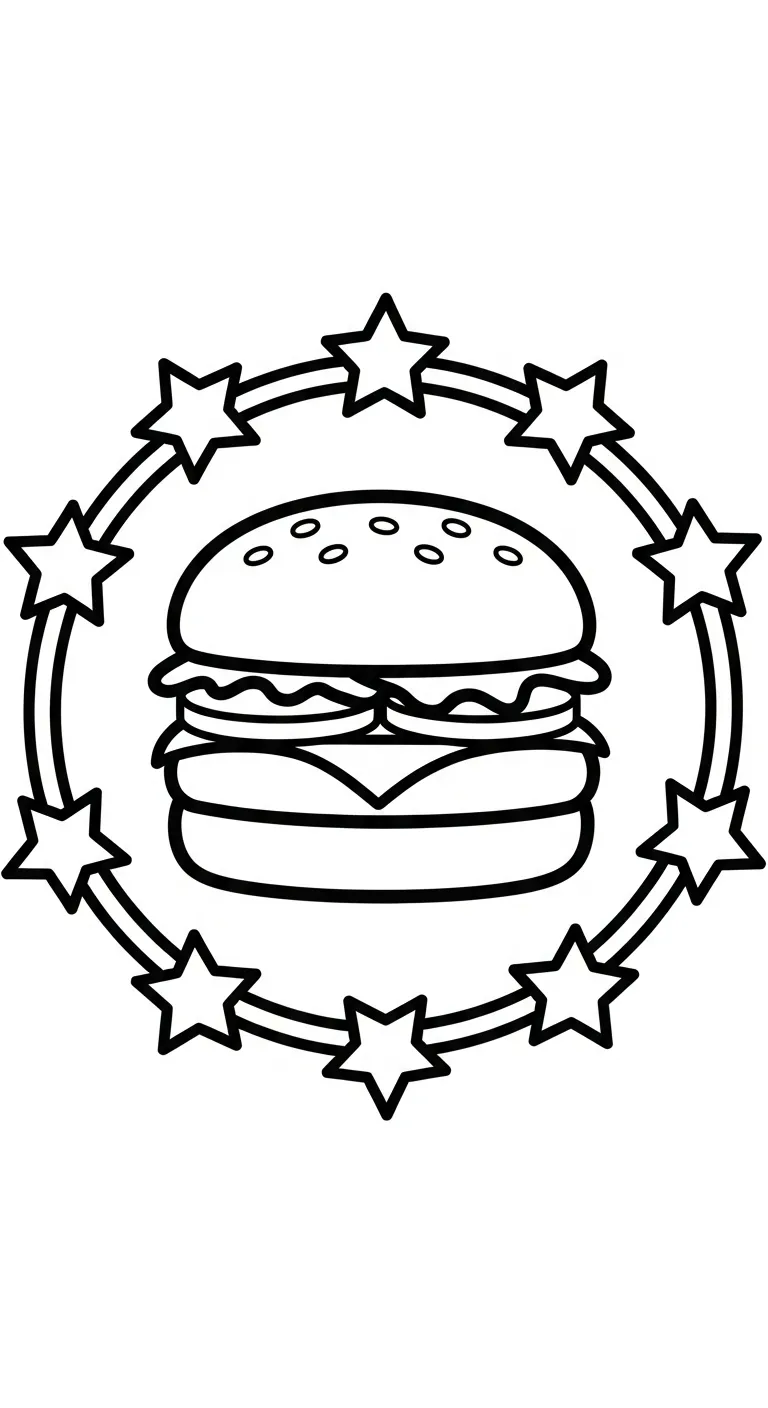 file tranh tô màu Hamburger cho bé in