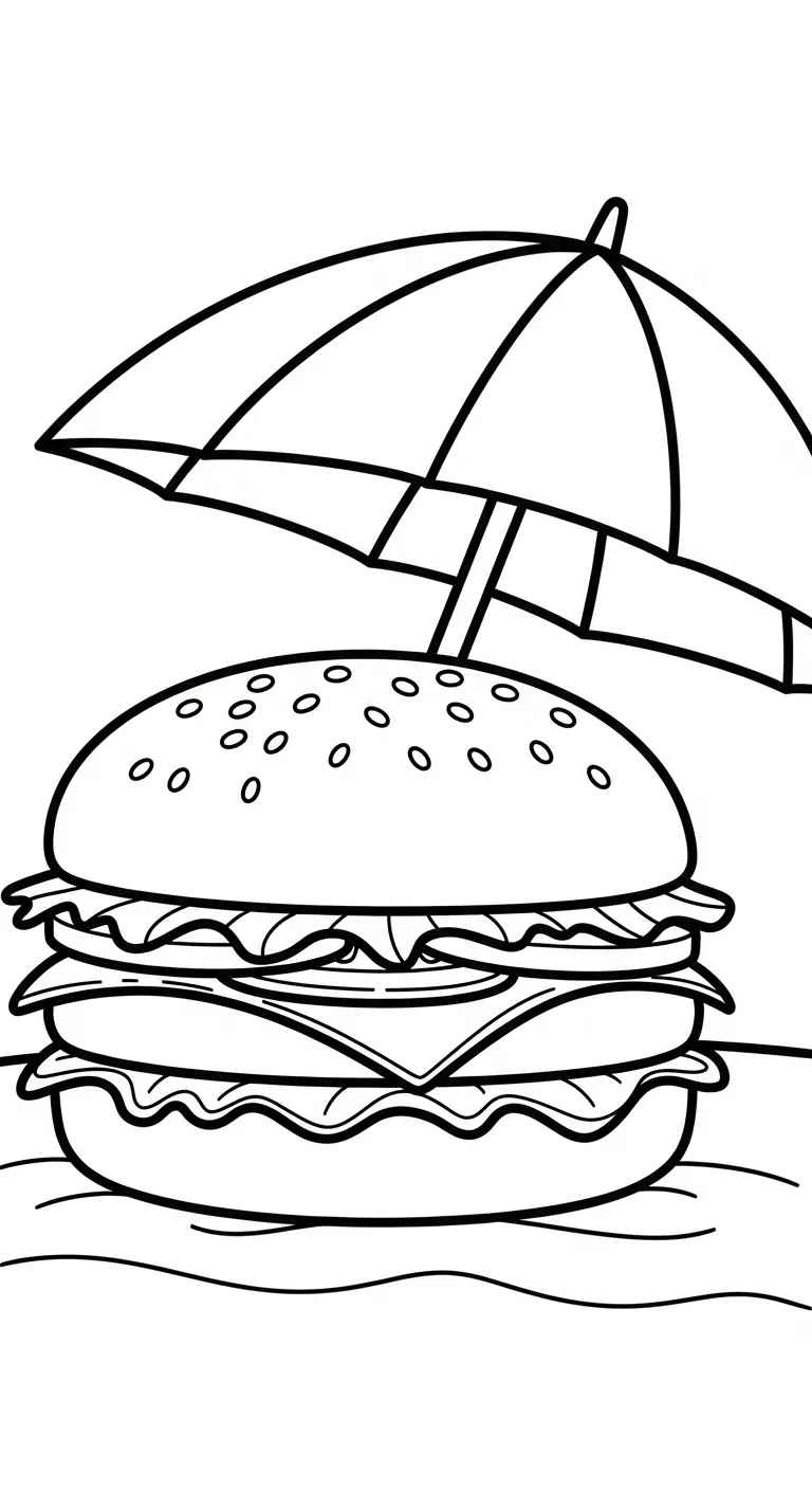 in tranh tô màu Hamburger cho bé 5 tuổi