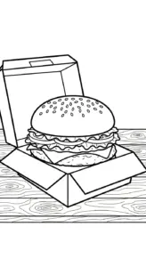 file tranh tô màu Hamburger cho bé 4-5 tuổi