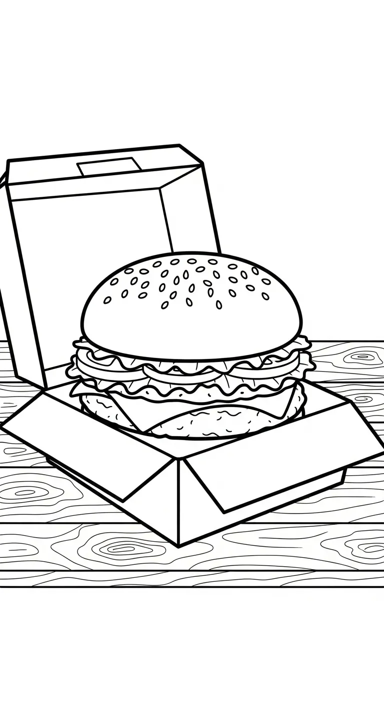 file tranh tô màu Hamburger cho bé 4-5 tuổi 1