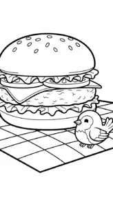 tải hình tô màu Hamburger cho bé 5 tuổi