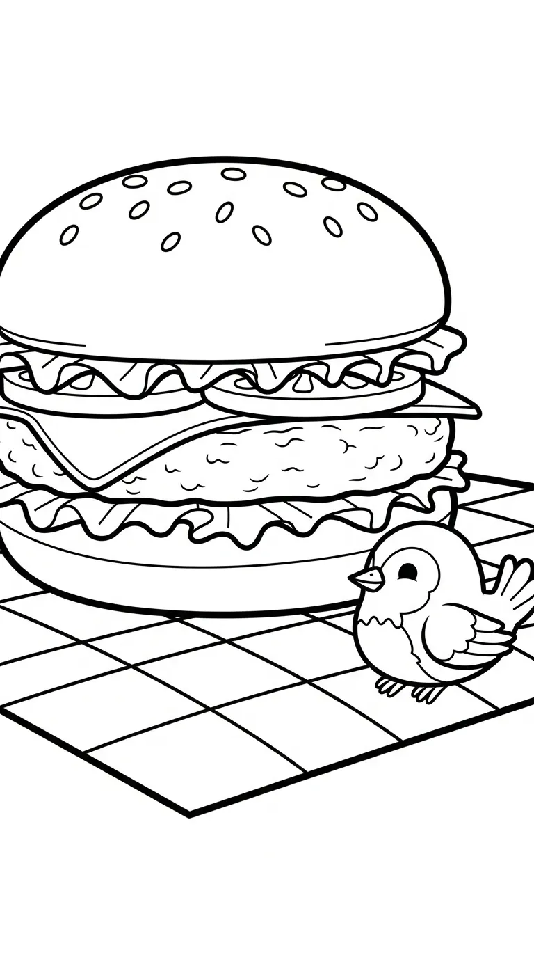 tải hình tô màu Hamburger cho bé 5 tuổi