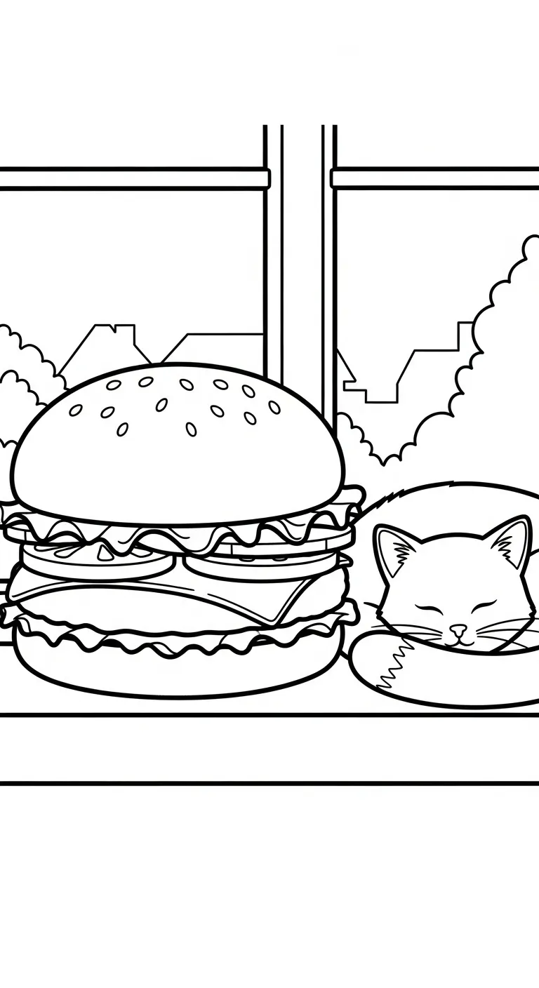 hình tô màu Hamburger cho bé 4 tuổi