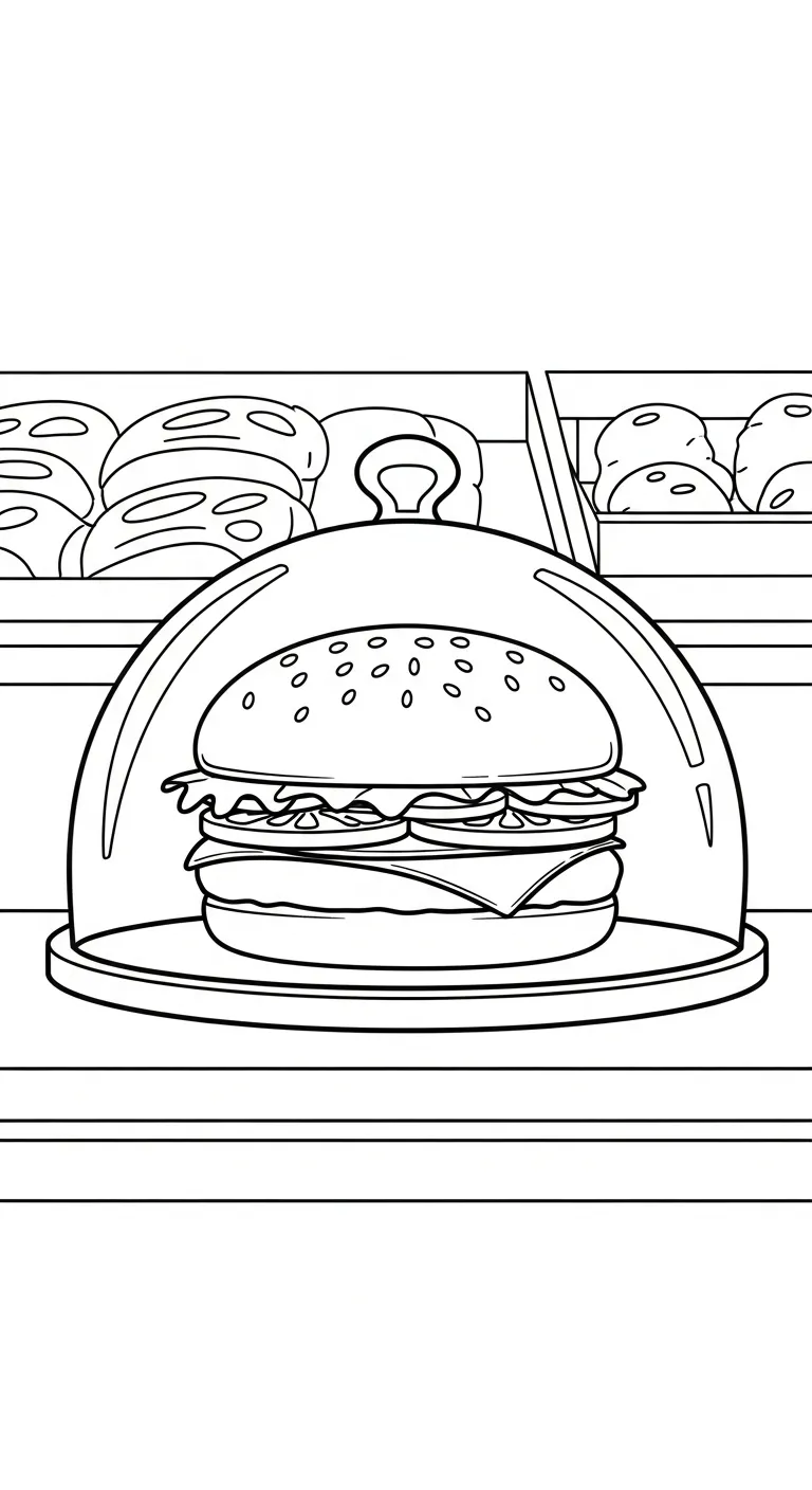 tranh tô màu Hamburger cho bé 6 tuổi