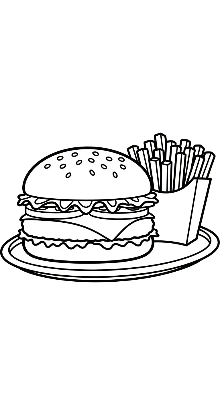 hình tô màu Hamburger cho bé 8 tuổi miễn phí