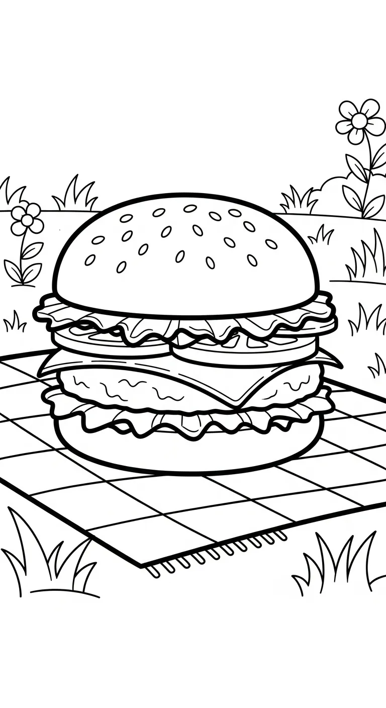 tải hình tô màu Hamburger cho bé 7 tuổi 1