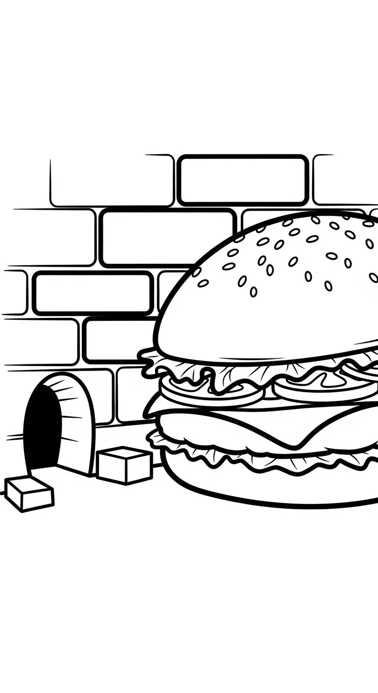 file hình tô màu Hamburger cho bé 4-5 tuổi