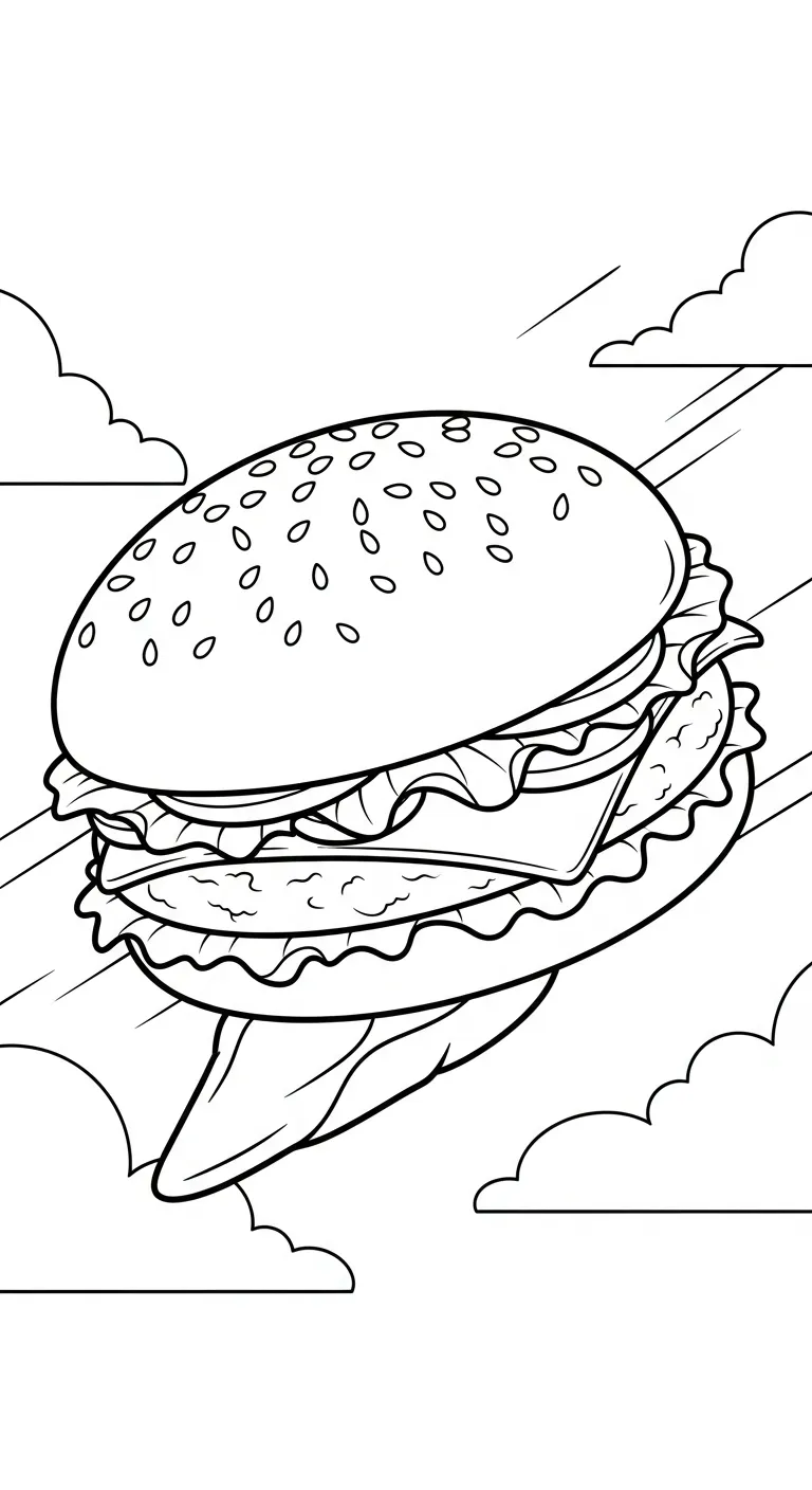 hình tô màu Hamburger cho bé 7-8 tuổi