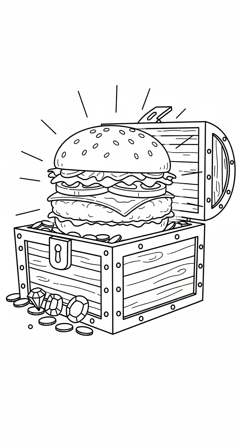 hình tô màu Hamburger cho bé 6 tuổi miễn phí