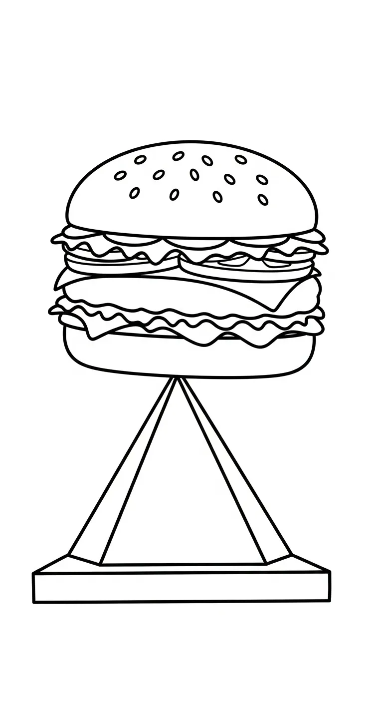 in hình tô màu Hamburger cho bé