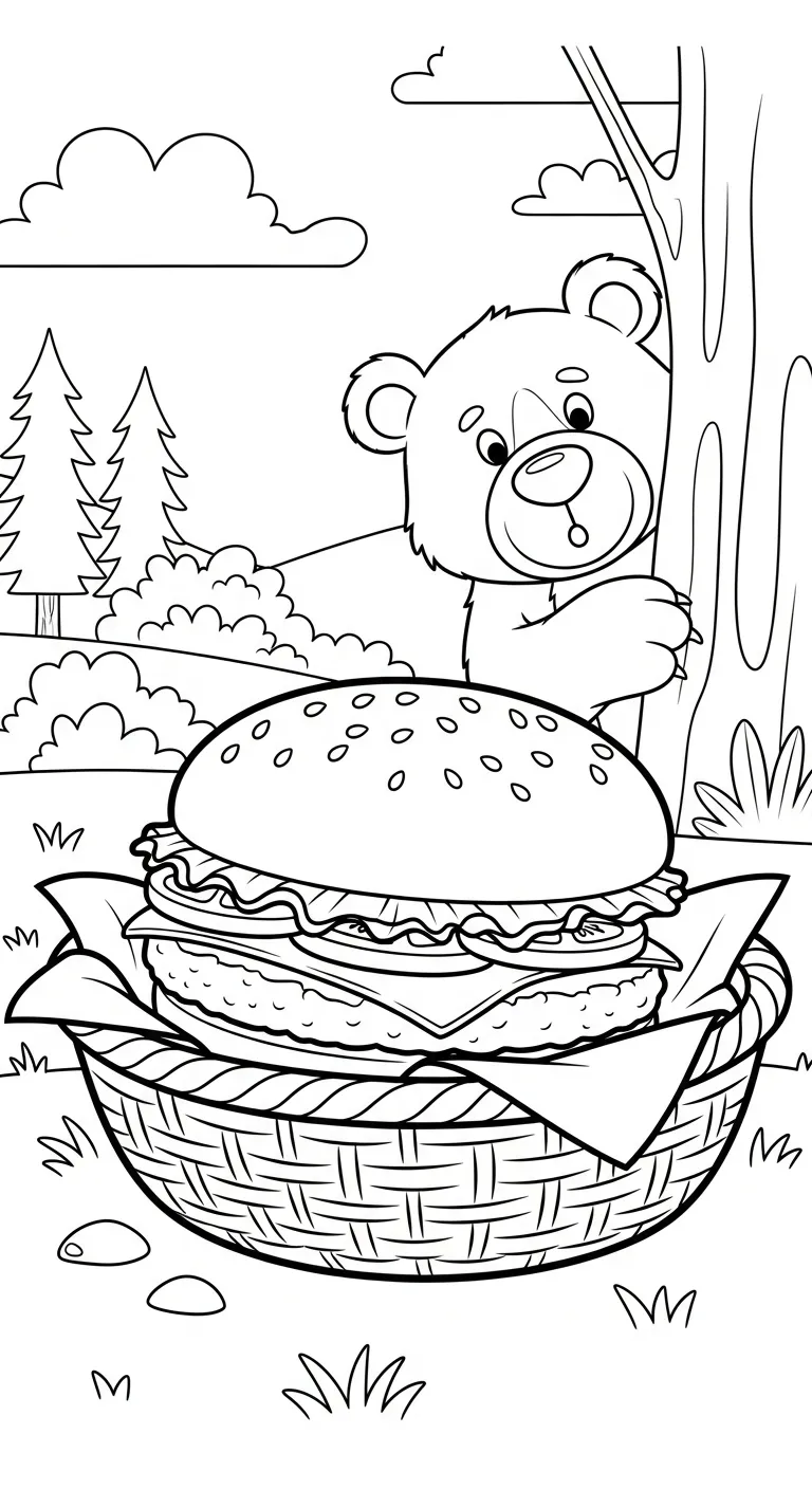 tranh tô màu Hamburger cho bé 5 tuổi miễn phí