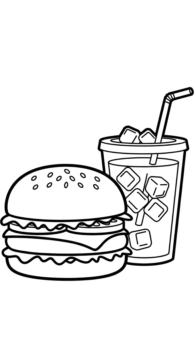 tranh tô màu Hamburger cho bé 7 tuổi miễn phí