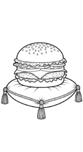 in tranh tô màu Hamburger cho bé 4 tuổi