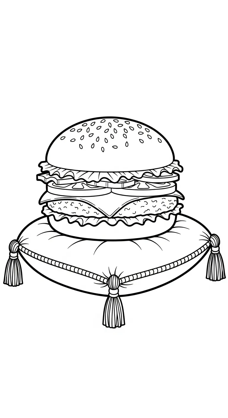 in tranh tô màu Hamburger cho bé 4 tuổi