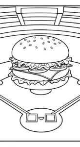 tranh tô màu Hamburger cho bé đơn giản