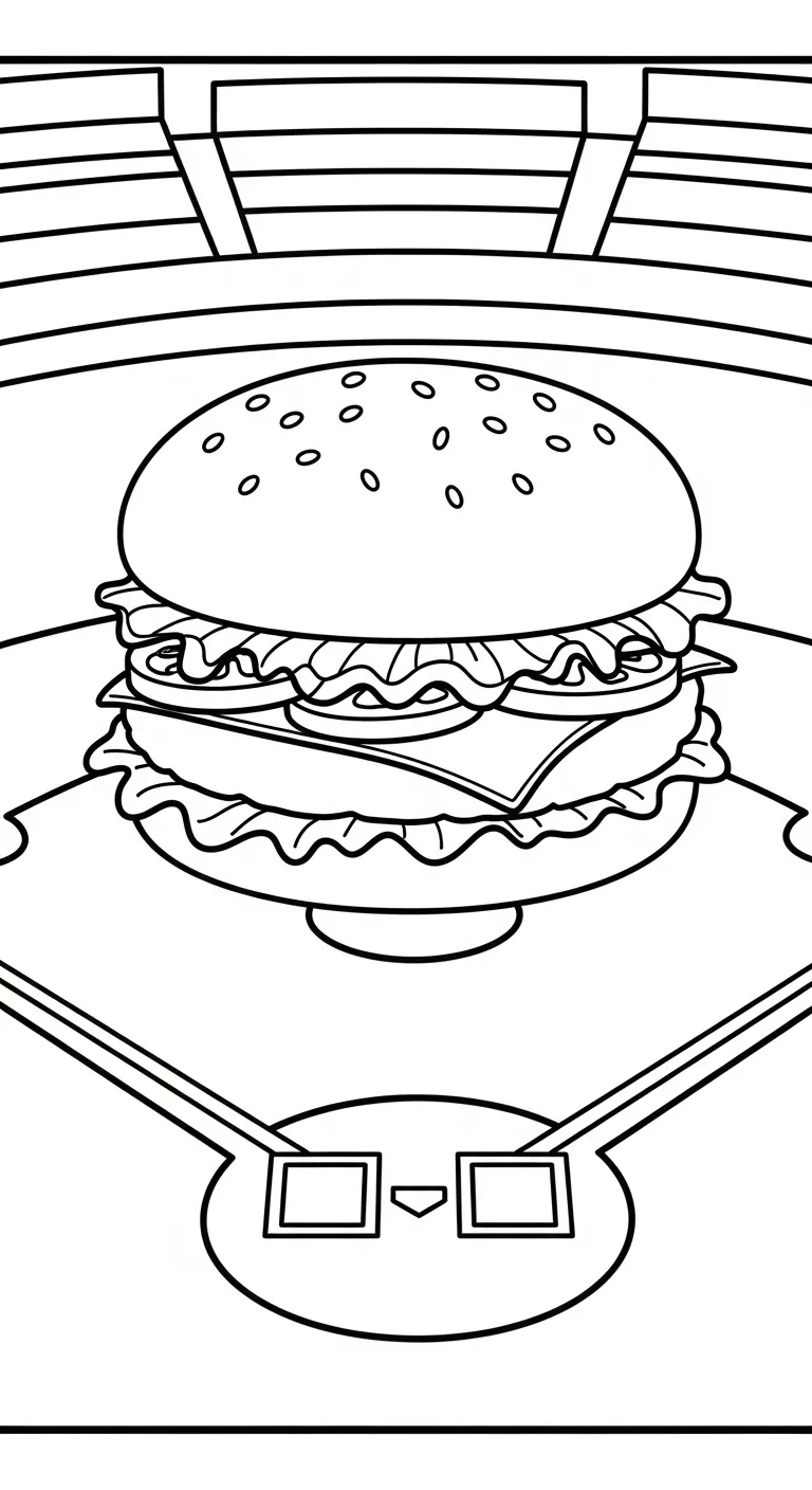 tranh tô màu Hamburger cho bé đơn giản