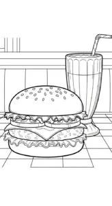 tải hình tô màu Hamburger cho bé 3 tuổi