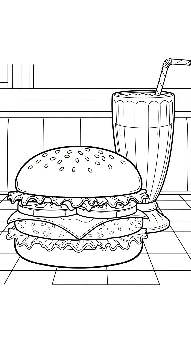 tải hình tô màu Hamburger cho bé 3 tuổi