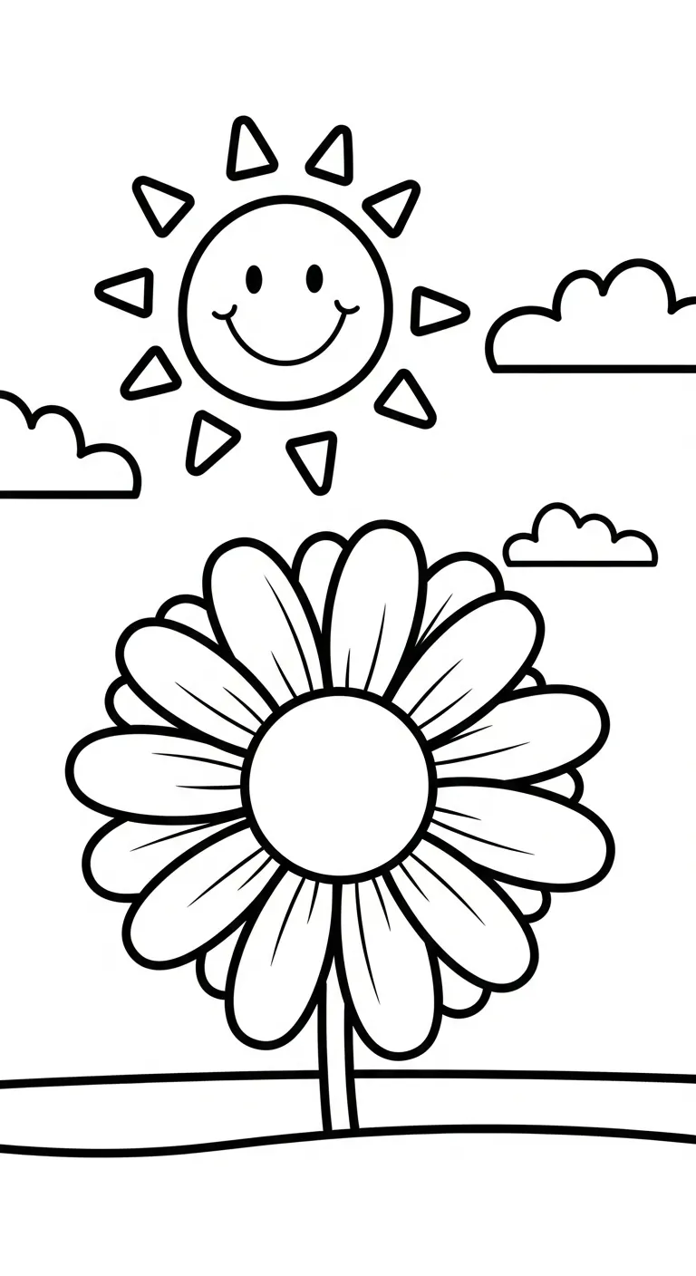 hình tô màu Tranh Tô Màu Hoa Cúc cho bé 3 tuổi