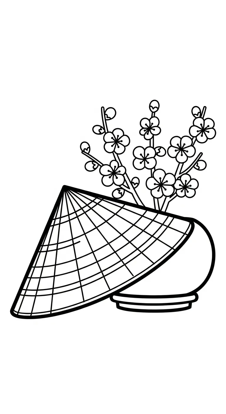 in hình Hoa Đào cho bé tập tô