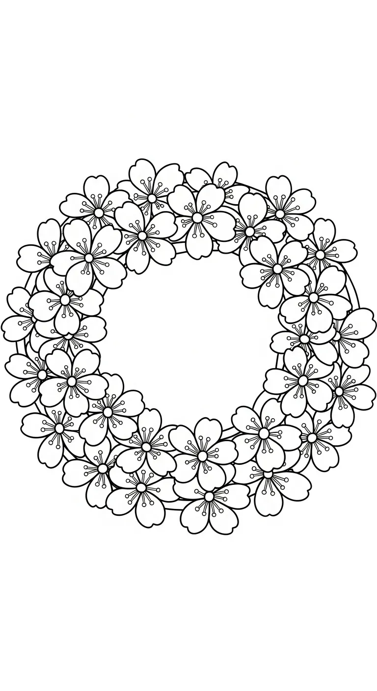 in hình tô màu Hoa Đào cho bé 7 tuổi