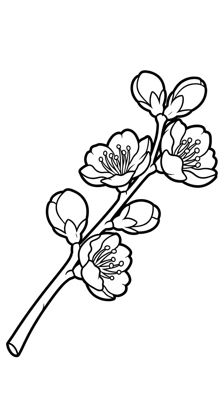 hình tô màu Hoa Đào cho bé 8 tuổi miễn phí