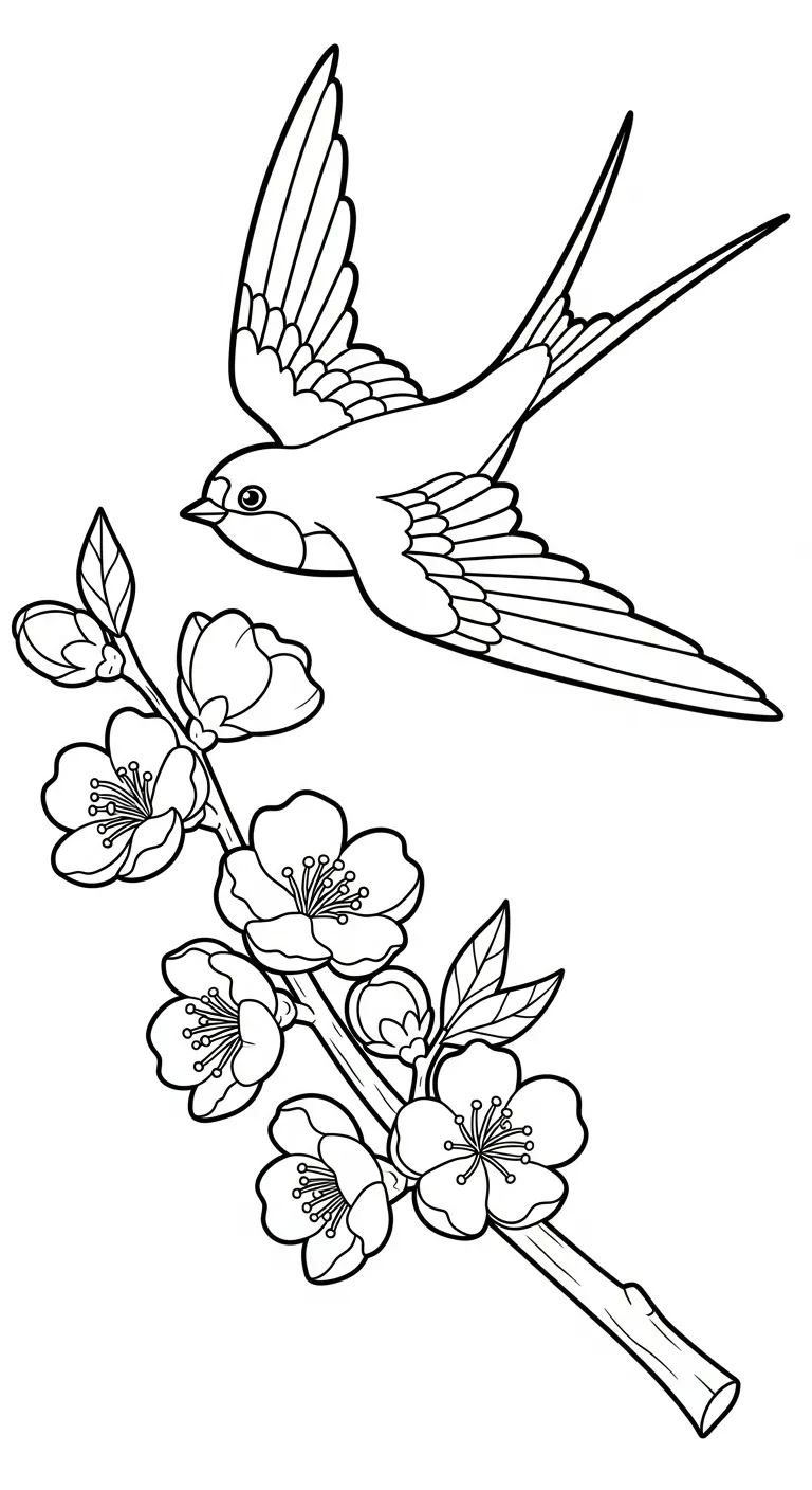 tranh tô màu Hoa Đào rõ nét