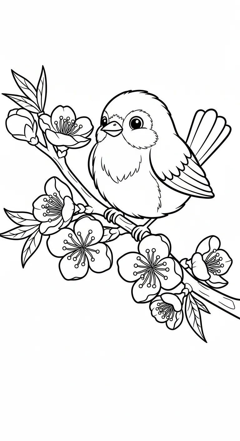 tranh tô màu Hoa Đào cho bé tải miễn phí