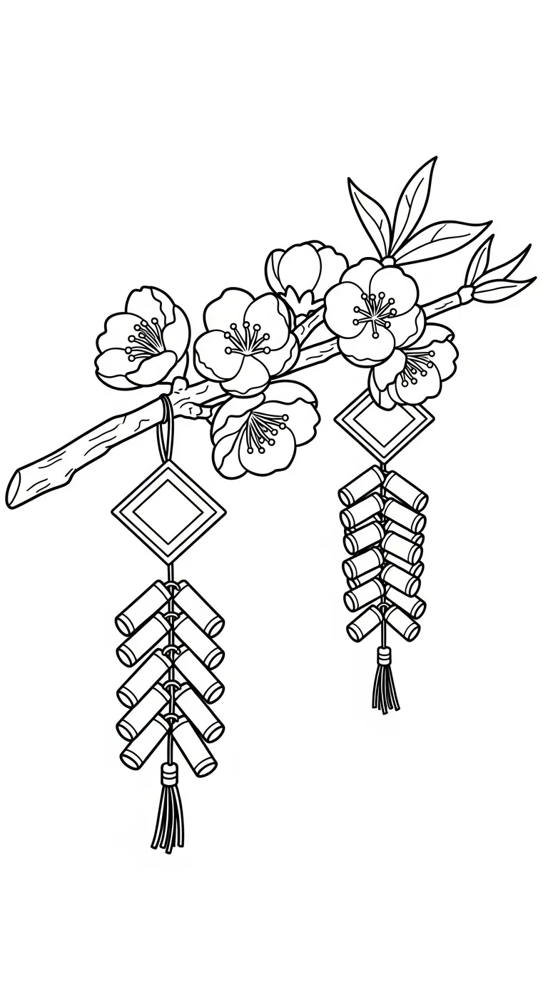 hình tô màu Hoa Đào cho bé 7 tuổi