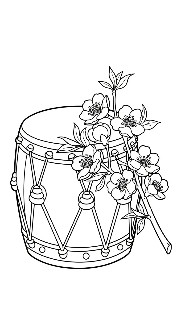 tranh tô màu Hoa Đào rõ nét 1