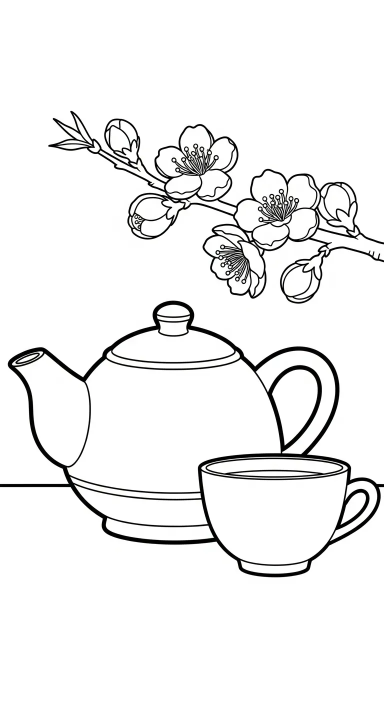 in hình tô màu Hoa Đào miễn phí