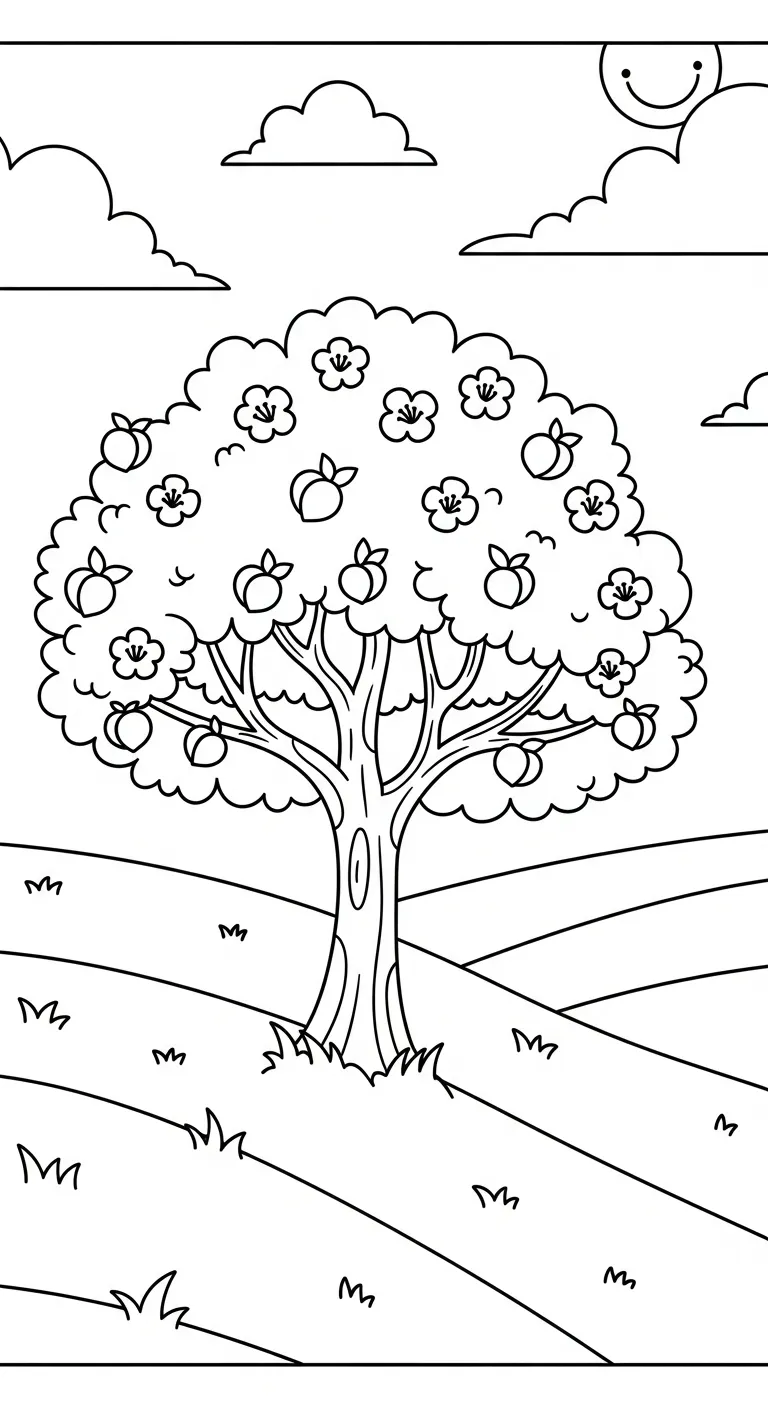 tải hình tô màu Hoa Đào cho bé 3 tuổi