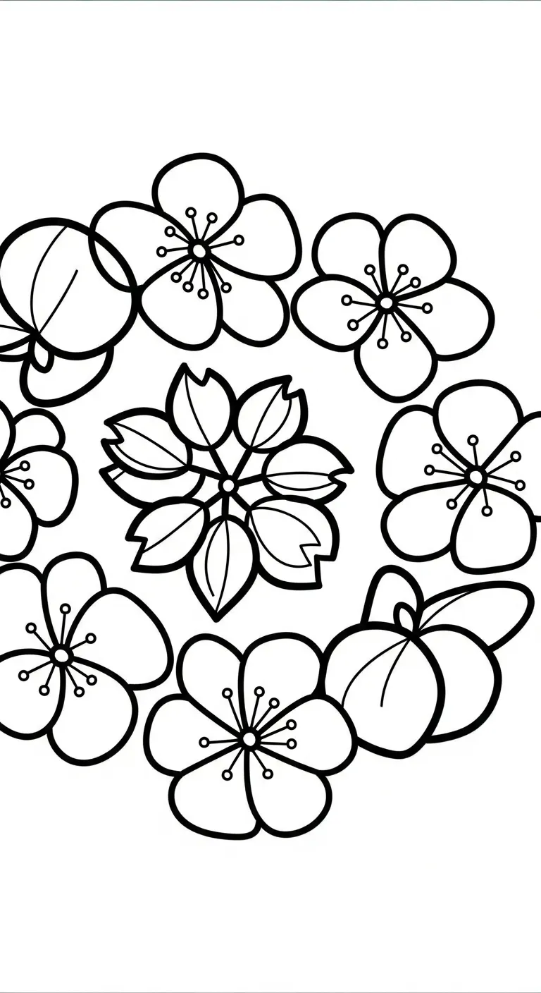 tranh tô màu Hoa Đào cho bé 3 tuổi