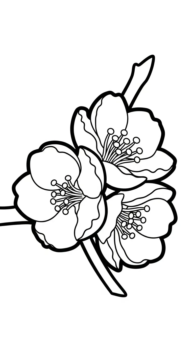 tải tranh tô màu Hoa Đào cho bé 6 tuổi