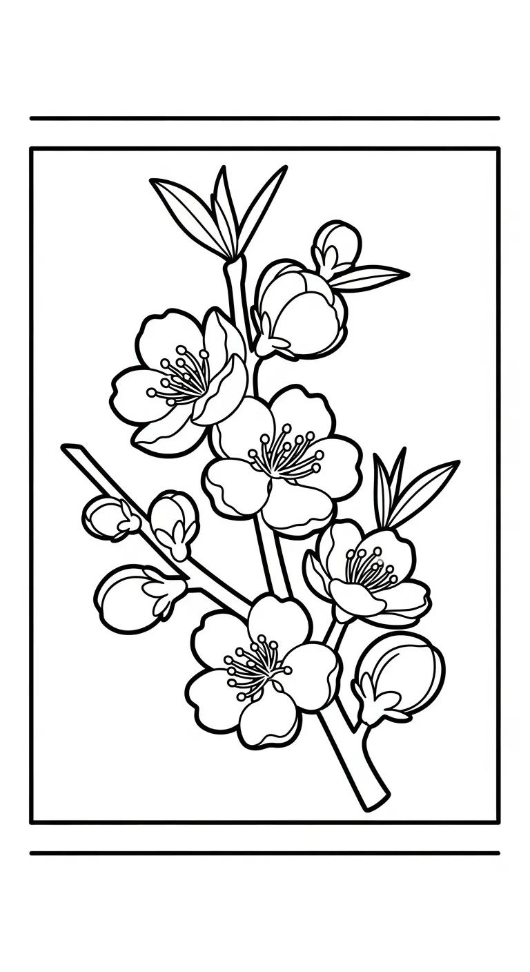 in tranh tô màu Hoa Đào