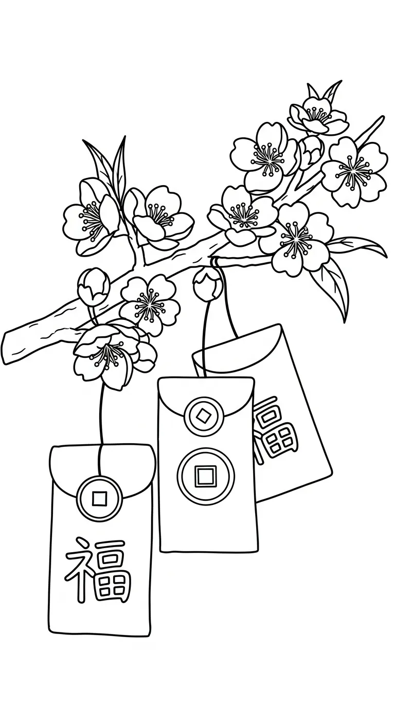 download hình tô màu Hoa Đào cho bé