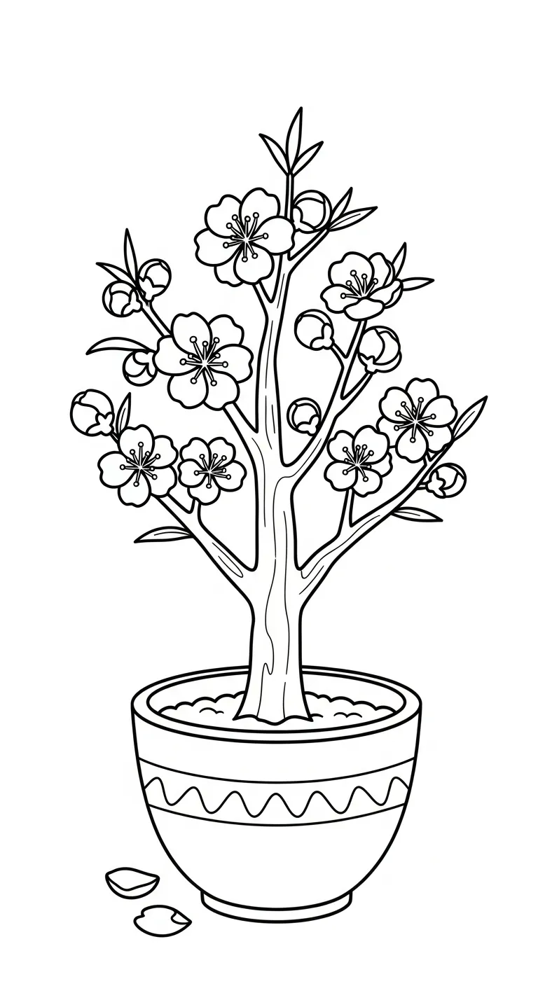 tải file hình tô màu Hoa Đào