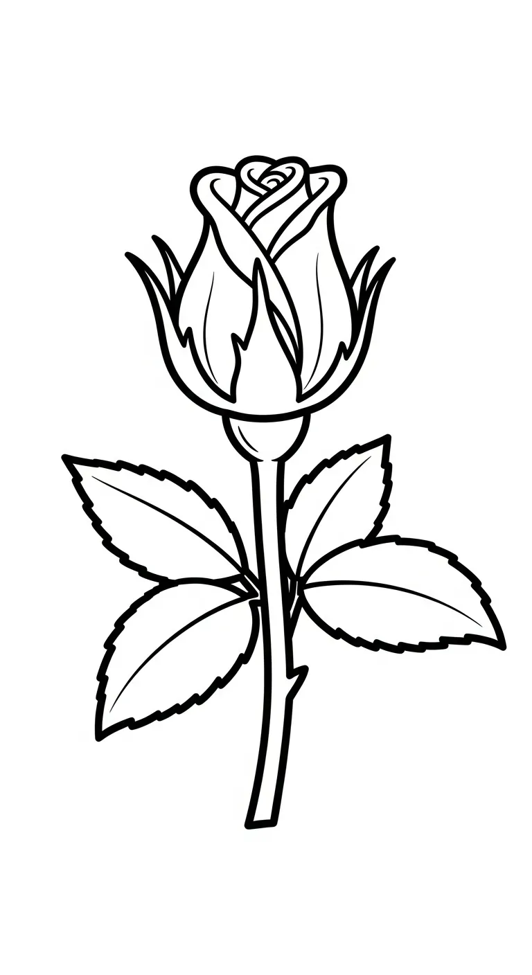 hình tô màu Hoa Hồng cho bé đơn giản