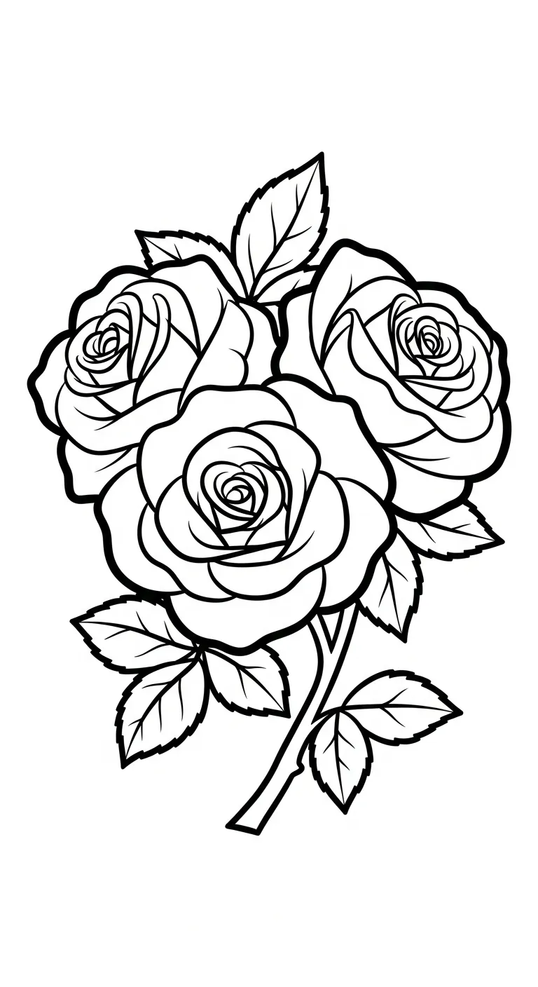 in tranh tô màu Hoa Hồng cho bé 8 tuổi