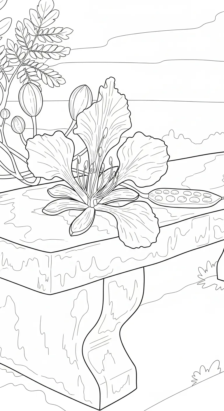 tranh tô màu Hoa Phượng cho bé đơn giản