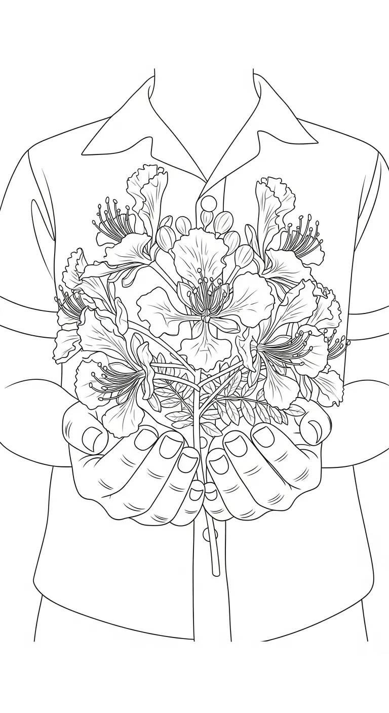 in tranh tô màu Hoa Phượng cho bé 4 tuổi