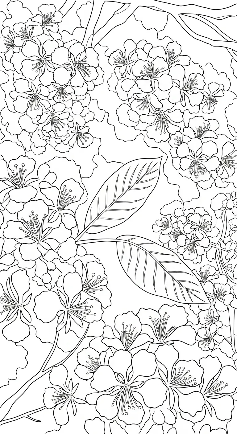 hình tô màu Hoa Phượng miễn phí 1