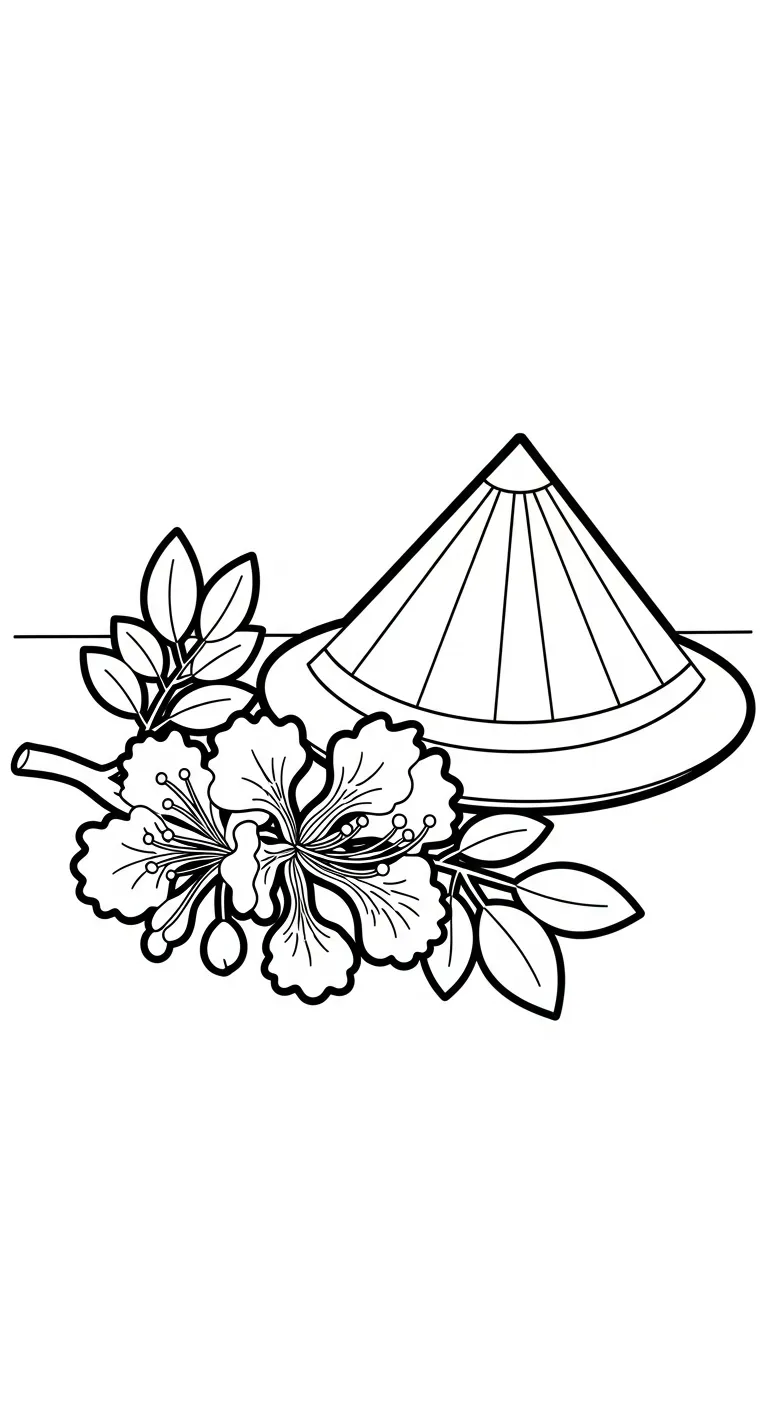 file tranh tô màu Hoa Phượng cho bé 4-5 tuổi