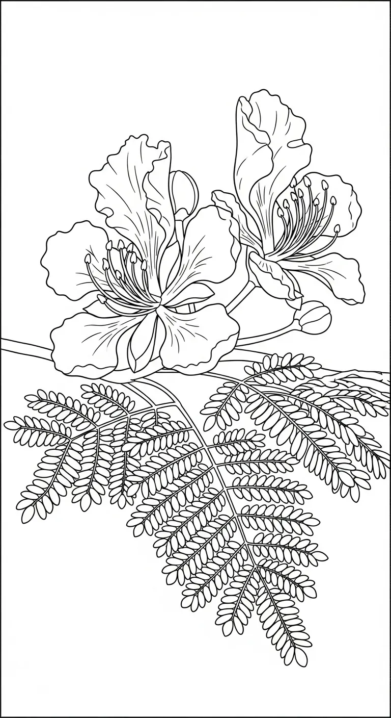 mẫu in hình tô màu Hoa Phượng cho bé