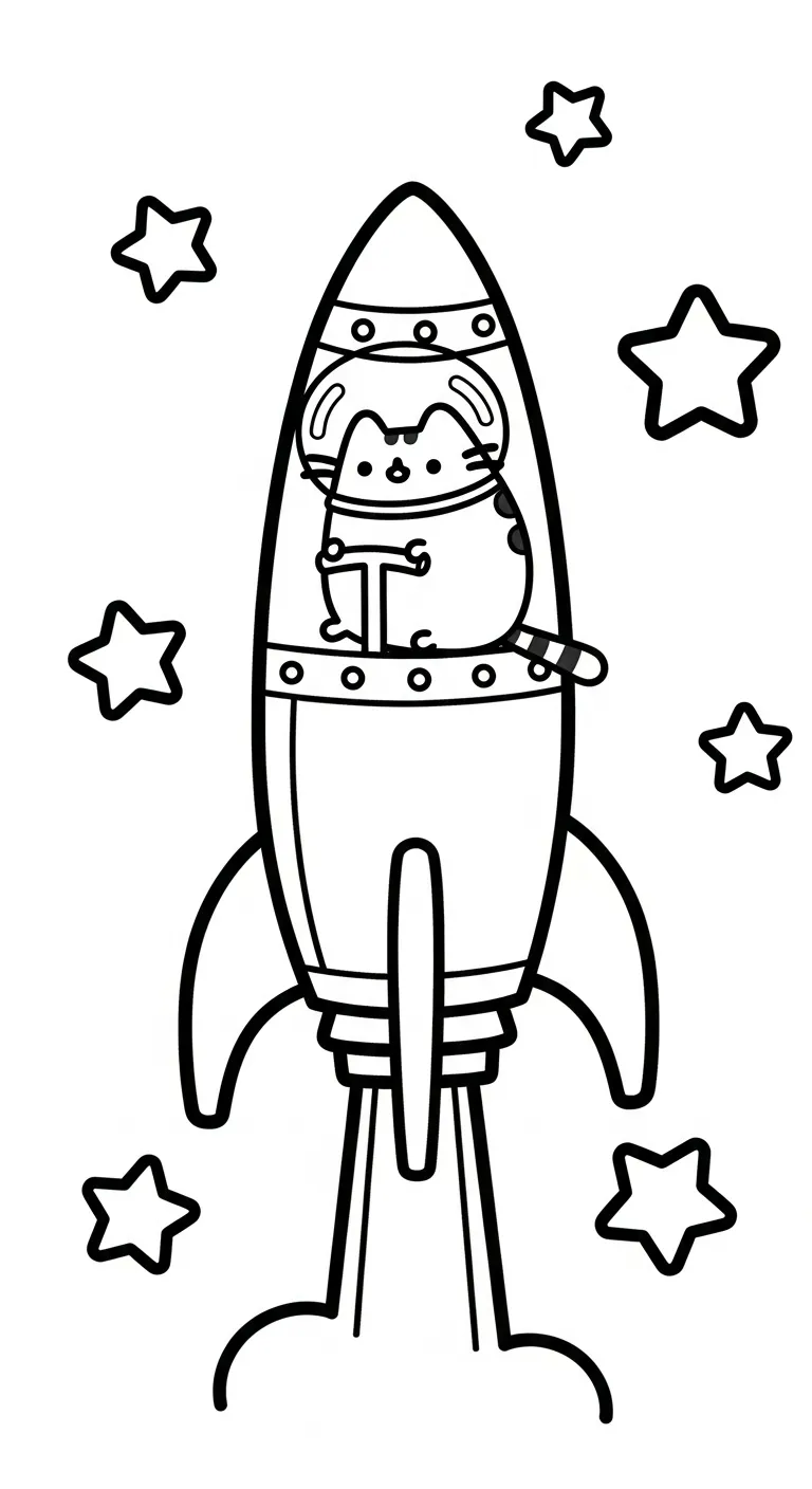 hình tô màu Tranh Tô Màu Mèo Pusheen cho bé 4 tuổi