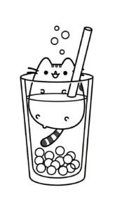 tranh tô màu Tranh Tô Màu Mèo Pusheen cho bé 3 tuổi
