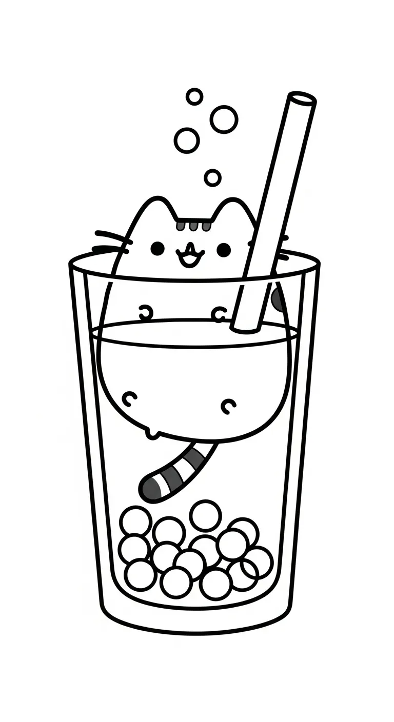 tranh tô màu Tranh Tô Màu Mèo Pusheen cho bé 3 tuổi