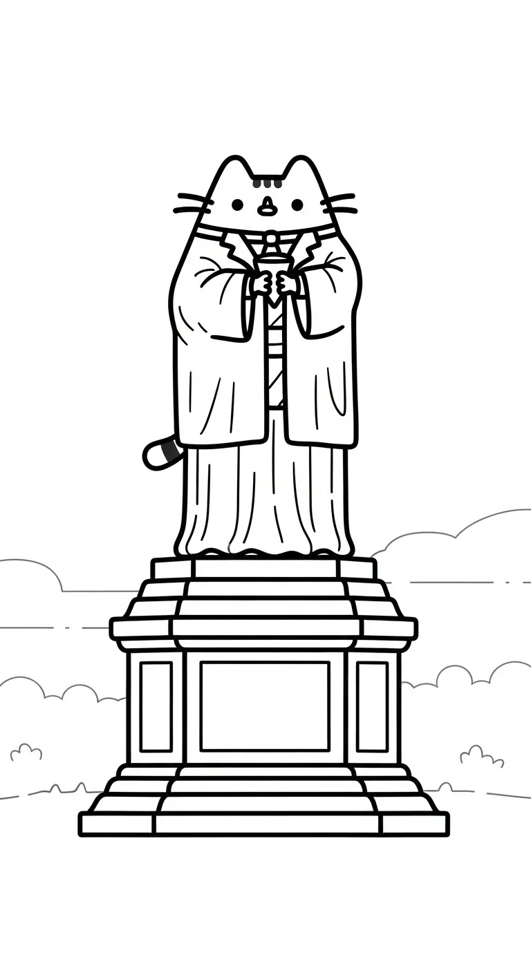 mẫu tranh tô màu Tranh Tô Màu Mèo Pusheen cho bé