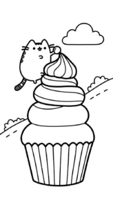 tranh tô màu Tranh Tô Màu Mèo Pusheen cho bé 7 tuổi miễn phí