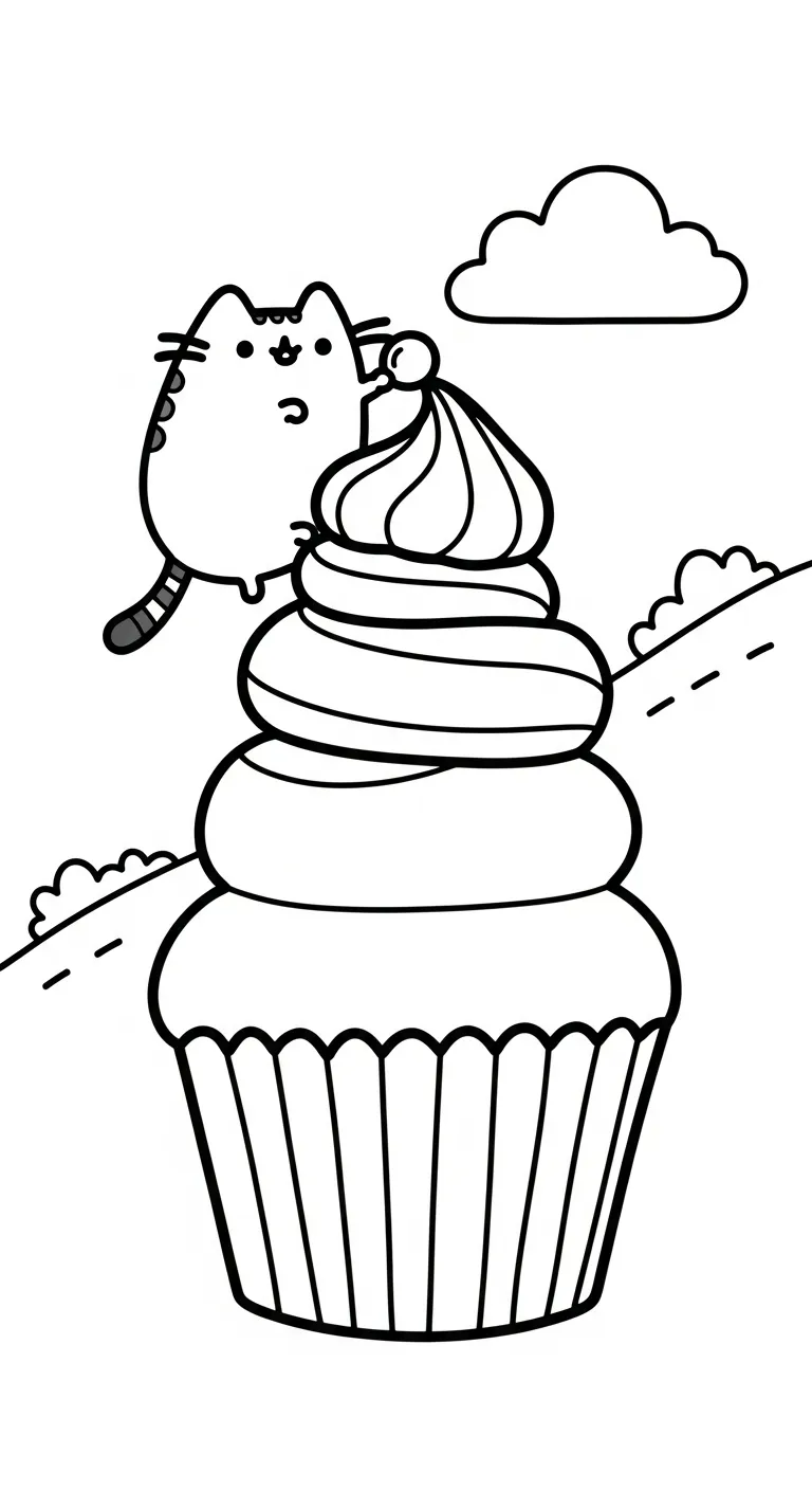 tranh tô màu Tranh Tô Màu Mèo Pusheen cho bé 7 tuổi miễn phí